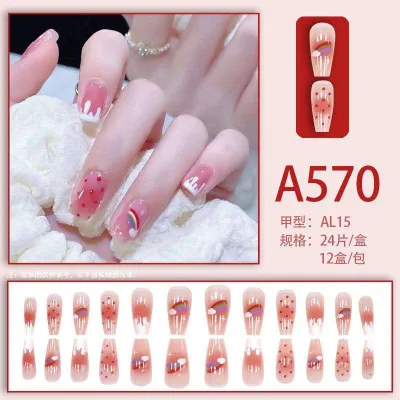 24 Pcs Trendy Fake Nails Set  (1 Set) 